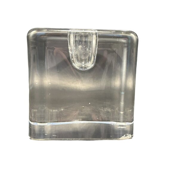 Kosta Boda *WARFF* Signed Swedish Art Glass Ice Block HEAVY Candle Holder 3"x3" - Picture 9 of 13